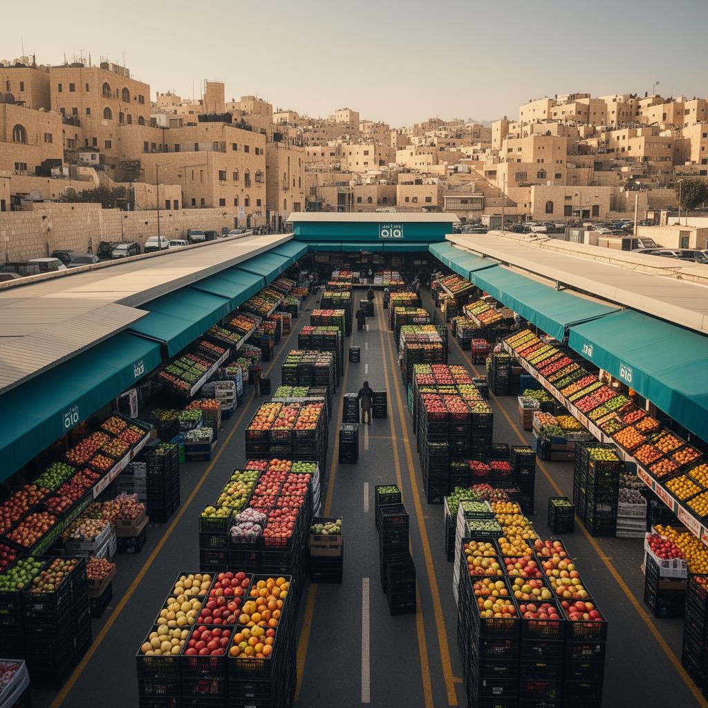 Aerial view of Amman's central fruits and vegetables wholesale market — site of the GAM modernisation feasibility study led by Ivvesa.